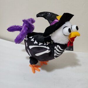 Animated Skeleton Chicken Egg Drop and Pumpkin Halloween Prop Gemmy Decor